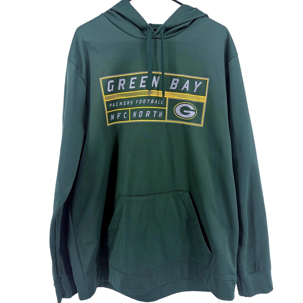 Majestic Green Bay Packers Hoodie Mens XL Green NFC North Football Sweatshirt
